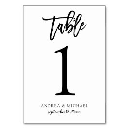 Números de mesa de boda | Letra Brush (Negro) 1