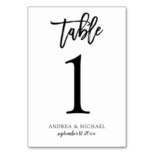 Números de mesa de boda Letra Brush (Negro) 1