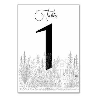 Números de mesa de boda minimalistas con garabatos