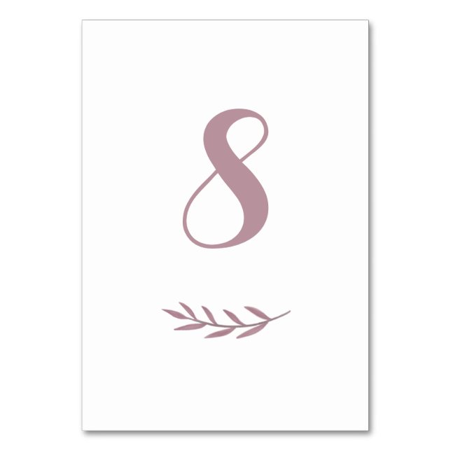 Números de mesa de boda modernamente malvas (Anverso)