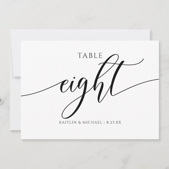 Números de mesa de boda modernos caligrafía - 8 (Anverso)