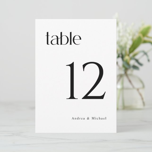 Números de mesa de boda modernos y elegantes 5x7 (Anverso de pie)