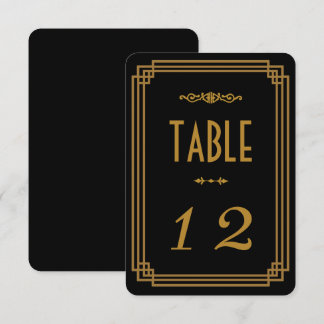 Números de Mesa de Boda Negros Art Déco