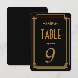 Números de mesa de boda negros Art Deco