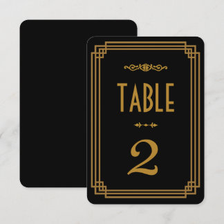 Números de mesa de boda negros con arte deco simpl