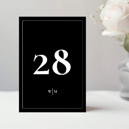 Números de mesa de boda negros con marco blanco 5 