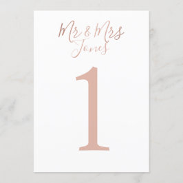 Números de mesa de boda personalizados en rosa oro