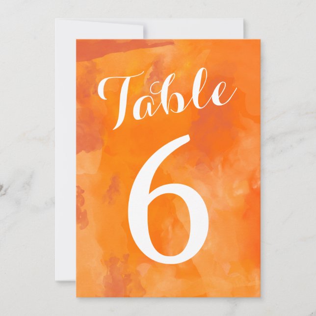 Números de mesa de boda Romántica Acuarela (Anverso)