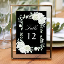 Números de Mesa de Boda Rosas Blancas Góticas Negr
