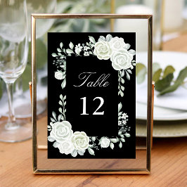 Números de Mesa de Boda Rosas Blancas Góticas Negr