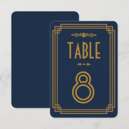 Números de Mesa de Boda Simple Azul Art Déco