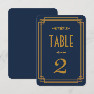 Números de mesa de boda Simple Blue Art Deco