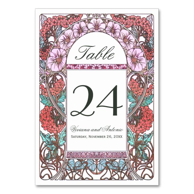 Números de mesa de bodas de bodas de estilo Art No (Anverso)