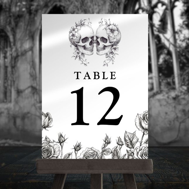 Números de mesa de calaveras florales góticas (Gothic Floral Skulls Table Numbers)