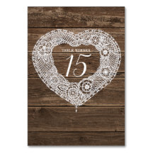 Números de mesa de campo rústico de madera de arte