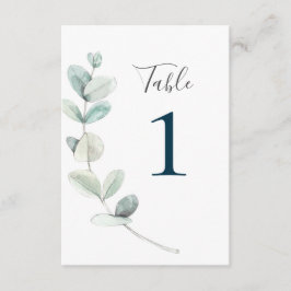 Números de mesa de eucalipto con acuarela moderna