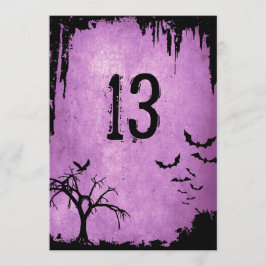 Números de mesa de Halloween con murciélagos, cuer