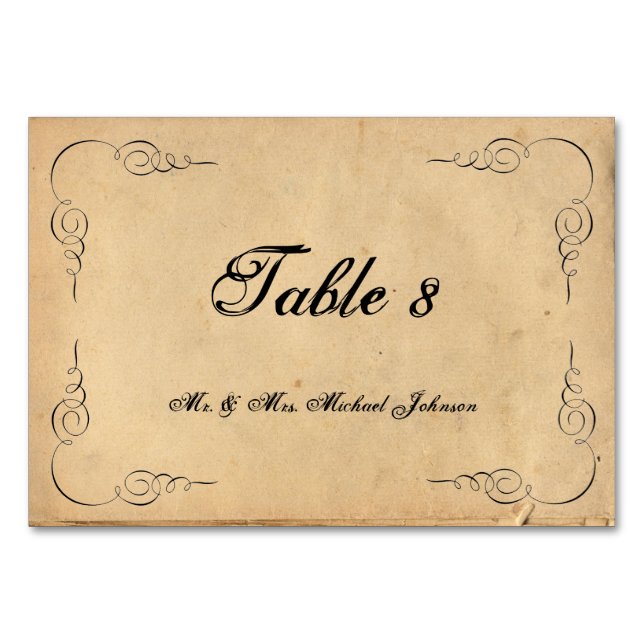 Números de mesa de invitados en papel marrón Grung (Reverso)