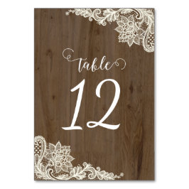 Números de mesa de madera y encaje rusos