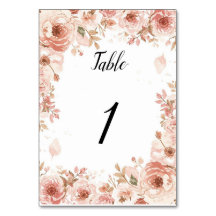 Números de mesa de rosas rosadas de boda floral pe