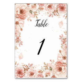 Números de mesa de rosas rosadas de boda floral pe