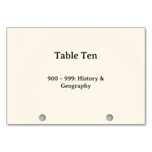 Números de mesa del catálogo de tarjetas del siste