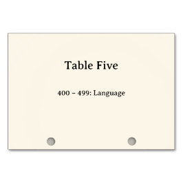 Números de mesa del catálogo de tarjetas del siste