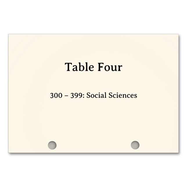 Números de mesa del catálogo de tarjetas del siste (Anverso)