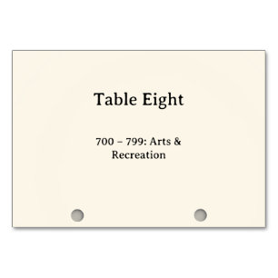 Números de mesa del catálogo de tarjetas del siste