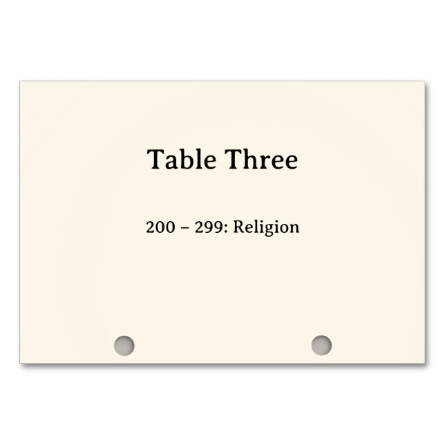 Números de mesa del catálogo de tarjetas del siste (Anverso)