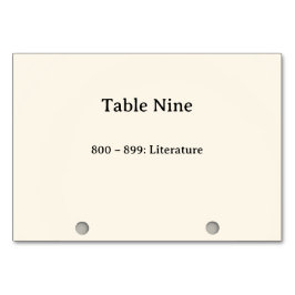 Números de mesa del catálogo de tarjetas del siste