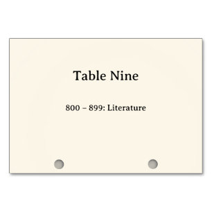 Números de mesa del catálogo de tarjetas del siste