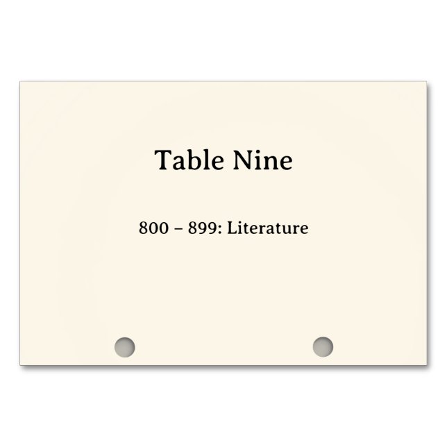 Números de mesa del catálogo de tarjetas del siste (Anverso)