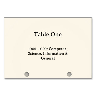 Números de mesa del catálogo de tarjetas del siste
