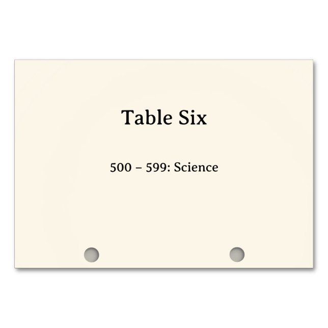 Números de mesa del catálogo de tarjetas del siste (Anverso)