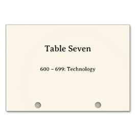 Números de mesa del catálogo de tarjetas del siste