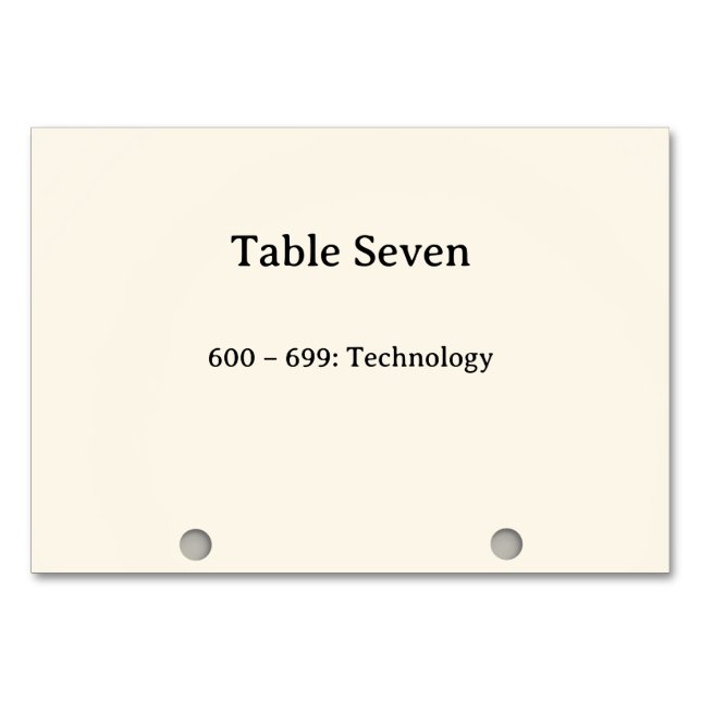 Números de mesa del catálogo de tarjetas del siste (Anverso)