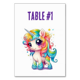 Números de mesa del unicornio del arcoíris Asiento
