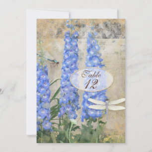 Números de Mesa Dragonfly Butterfly Delphinium Art