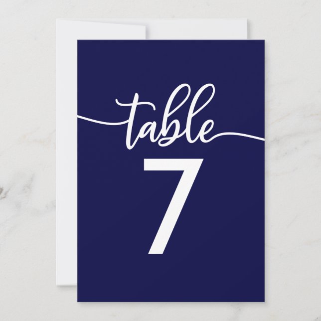 Números de Mesa | Elegante Boda Azul Marino (Anverso)