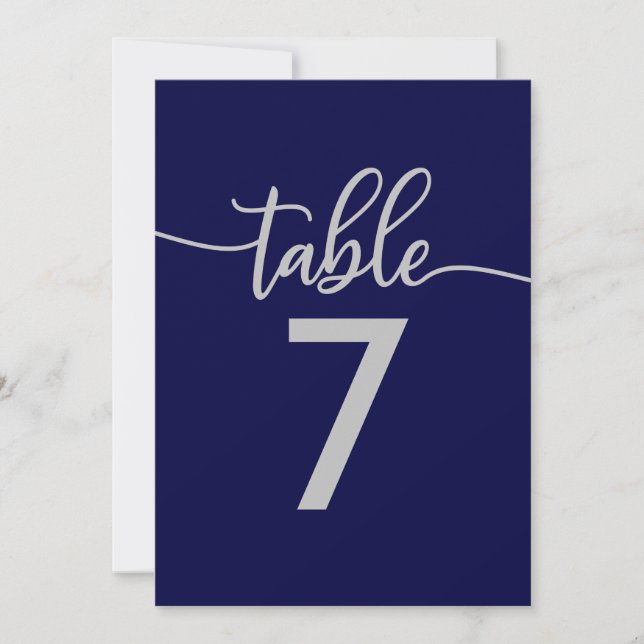Números de Mesa | Elegante Boda Azul Marino Platea (Anverso)