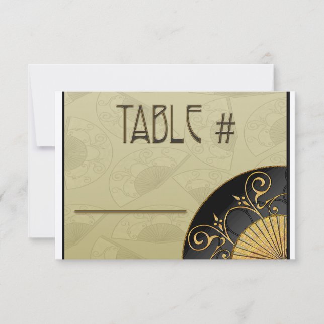 Números de mesa elegantes (musgo) de abanico (Anverso)
