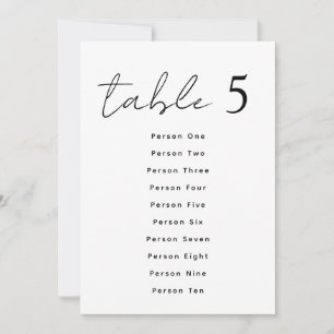 Números de mesa elegantes para boda con guión Gráf