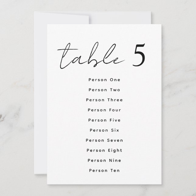 Números de mesa elegantes para boda con guión Gráf (Anverso)