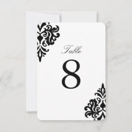 Números de mesa en damasco negro y blanco