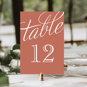 Números de mesa en guión elegante de arcilla y bla