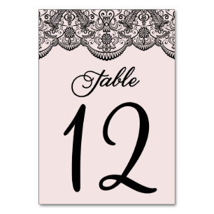 Números de mesa en tarjeta plana de encaje de broc