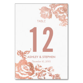Números de mesa floral de oro Rosa moderno elegant