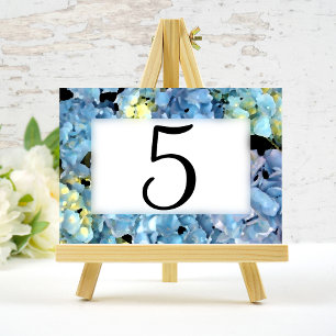Números de mesa florales de Hortensia Azul