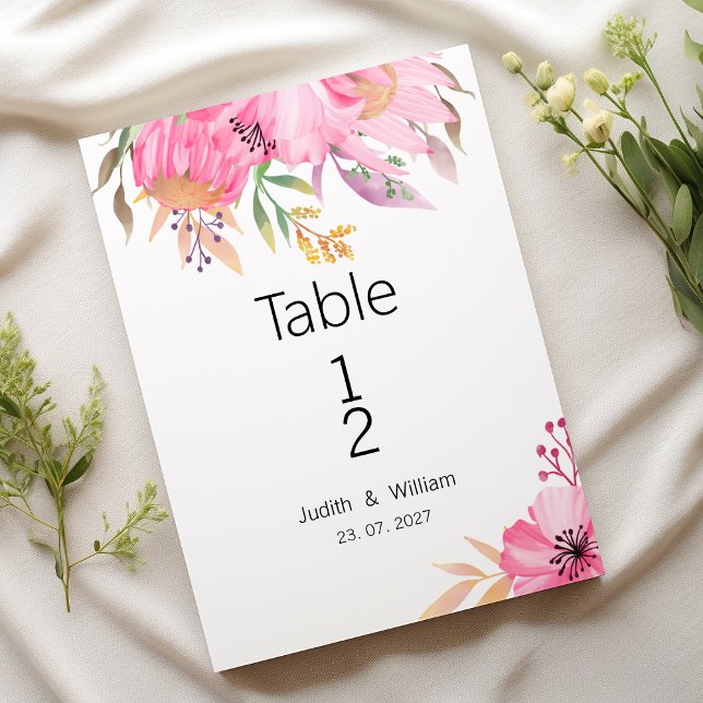 Números de mesa florales de jardín botánico con ac (Watercolor botanical garden floral Table Numbers)